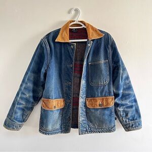 Vintage Big John denim corduroy chore jacket blanket lined 70’s 80’s Japan